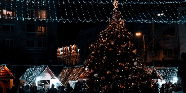 Christmas market at night