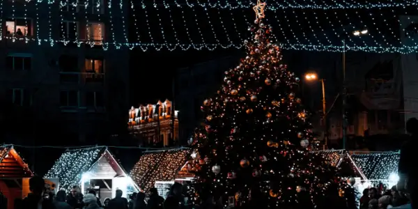 Christmas market at night