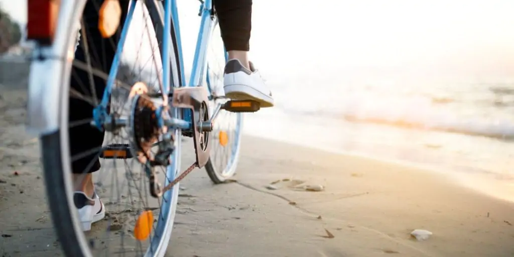 cycling on beach