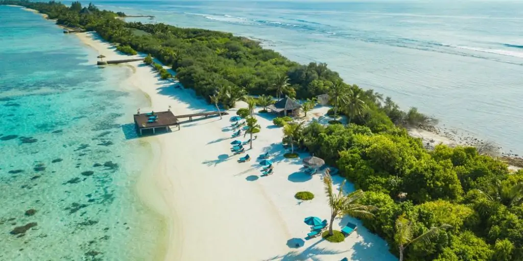 aerial view of maldives resort
