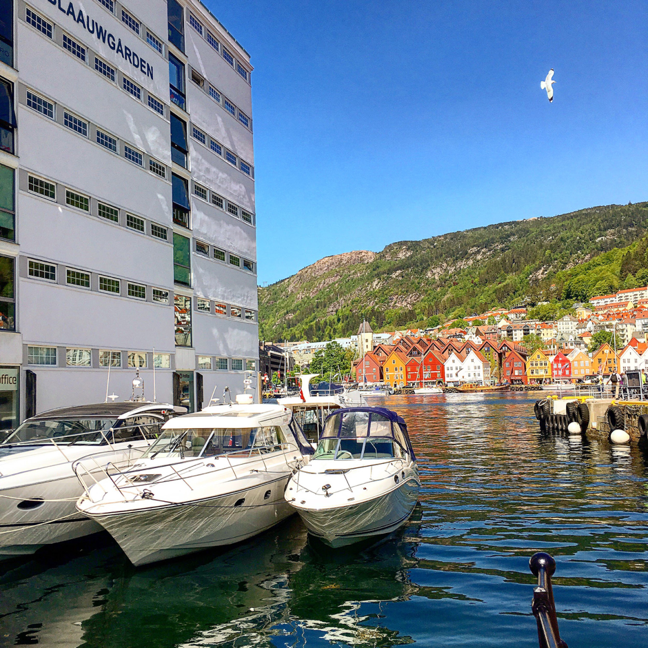 Image of boat in bay at Bergen, Norway