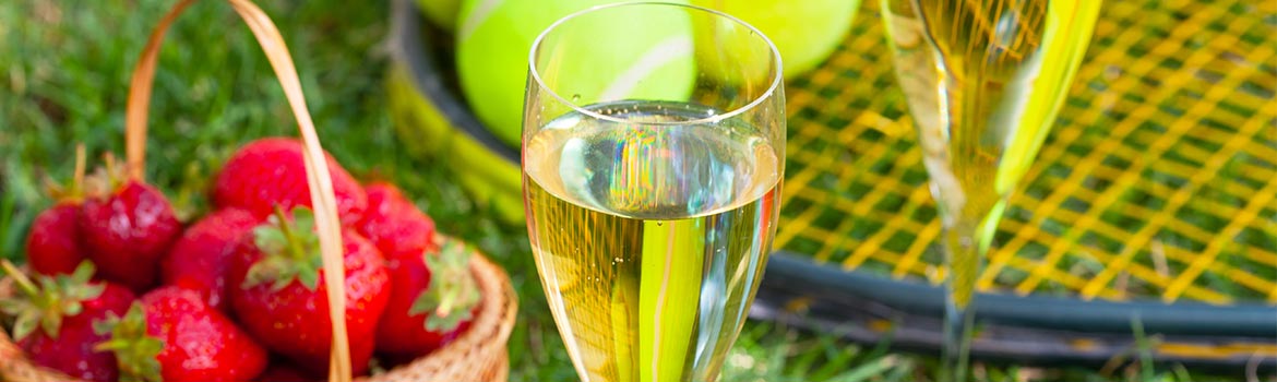 Image of champaign and strawberries at wimbledon