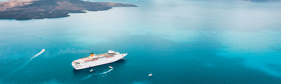 Image of cruise ship in blue ocean