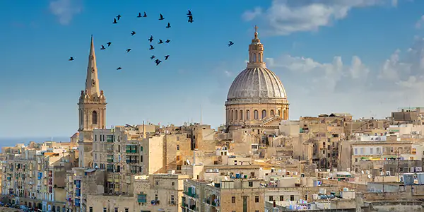 the skyline of Valetta, Malta