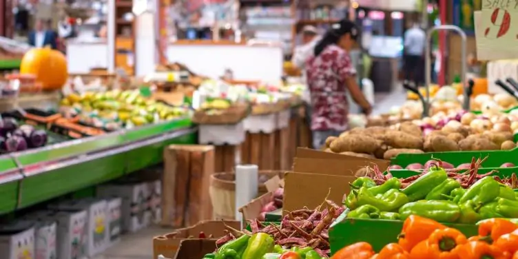 A close up of food at an italian market in New York City