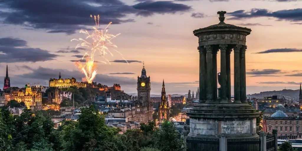 views of edinburgh at dusk
