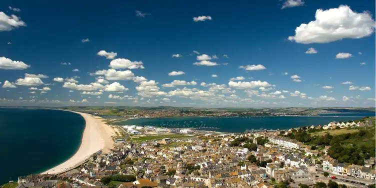 Aerial view of Chesil Beach, Dorset