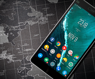 Mobile Phone Showing Popular Apps On A Map