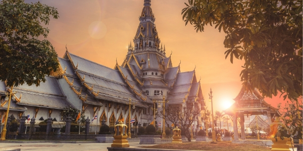 Thailand Temple at Sunset