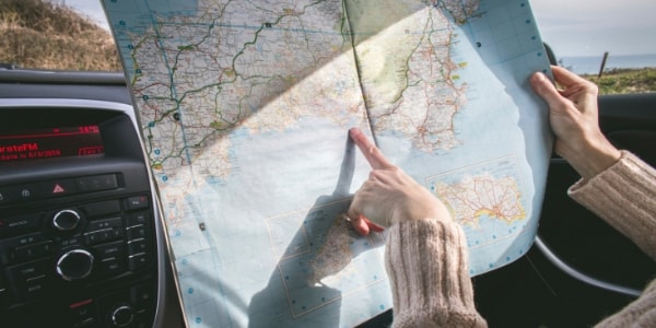 holding map while driving