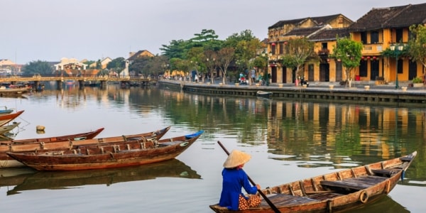 woman on river in vietnam
