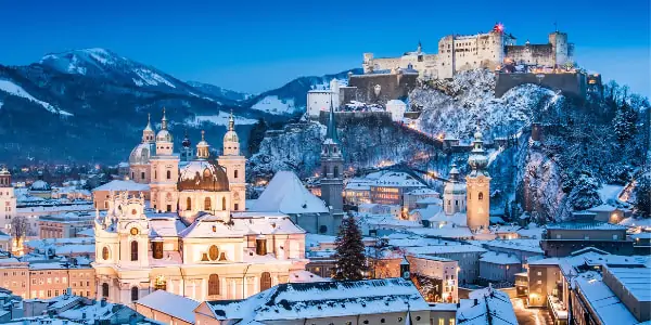 historic city of salzburg in winter
