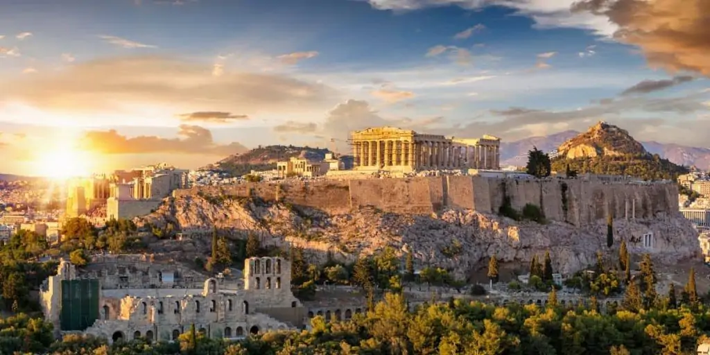 Parthenon Temple, Athens, Greece at sunset