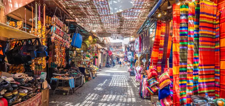 View of the Jamaa el Fna market in old Medina, Marrakesh, Morocco