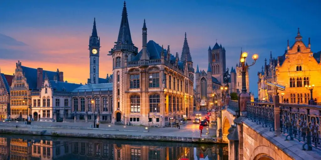 Ghent Belgium during twilight hour