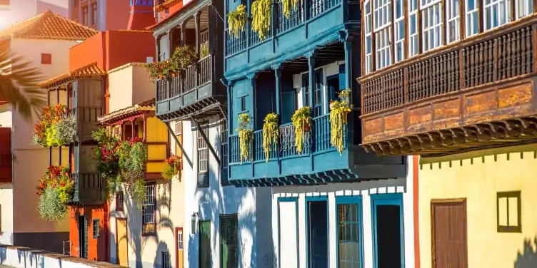 Colourful balconies and buildings in Santa Cruz