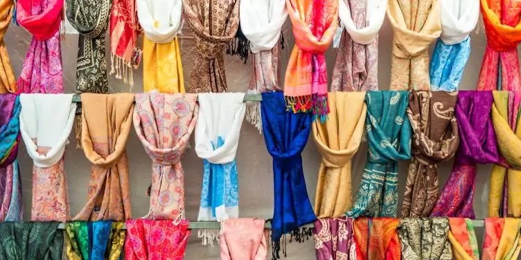 A display of colourful scarves