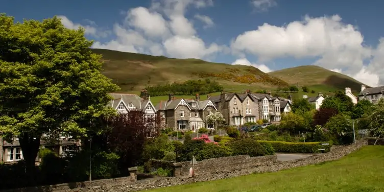 Houses lining the Main Street in Sedbergh in the Yorkshire Dales