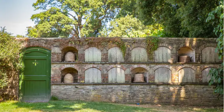 an image of a brick building, used as a bee hotel, in The Lost Gardens of Heligan, Cornwall