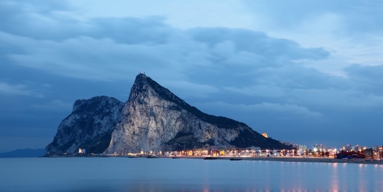 View of Gibraltar at dusk