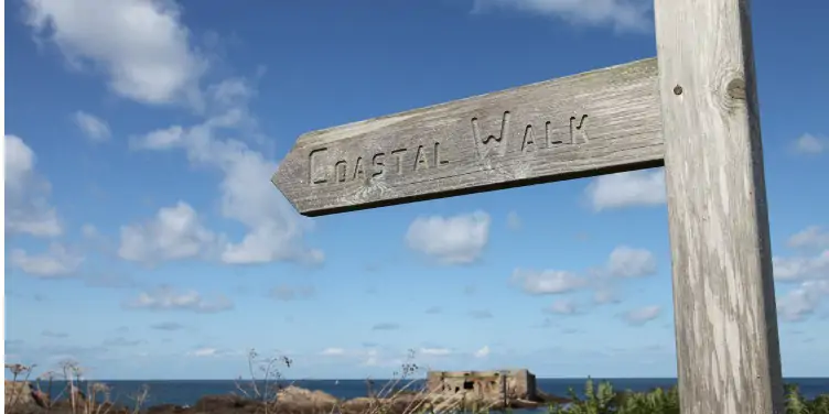 an image of the sign for the Coastal Path in Alderney