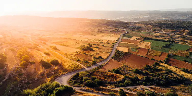 an image of the Malta countryside from above