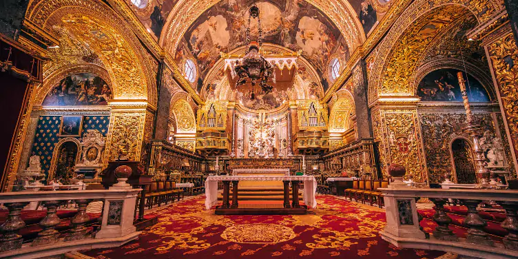 an image of inside St John’s Cathedral, Valletta, Malta
