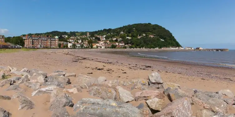Beach and seafront in Minehead Somerset