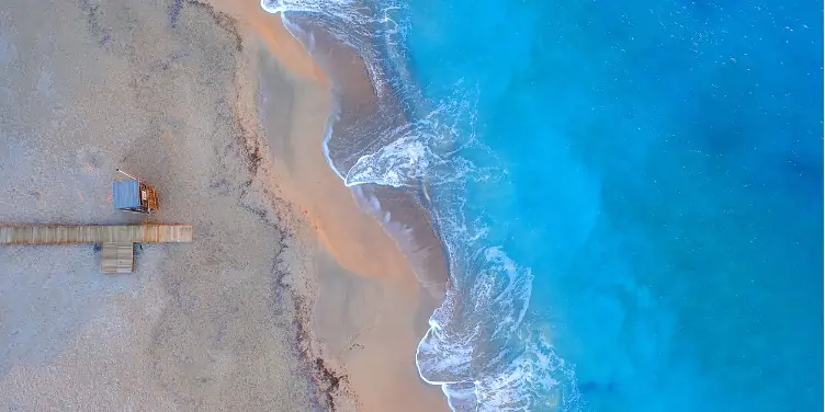 an image of a Menorca beach from above
