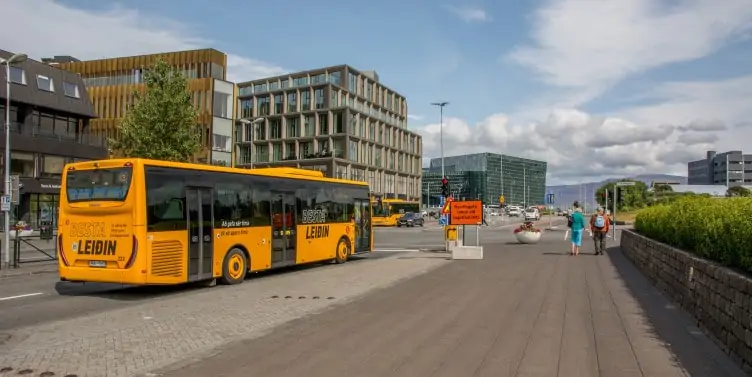 Yellow Reykjavik city bus