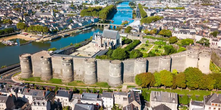 an aerial view of Angers, France