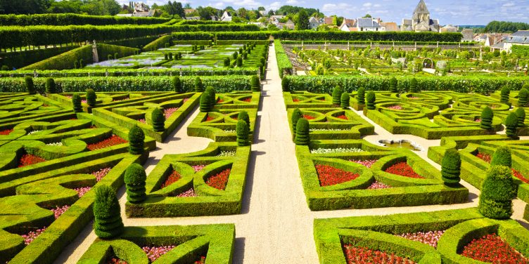 an image of the Villandry Chateau gardens in France