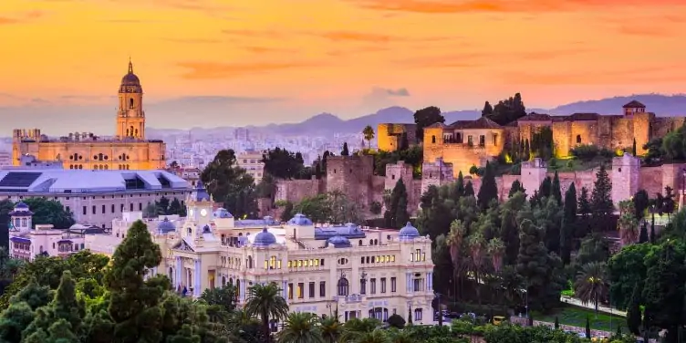 Sunset view of Malaga