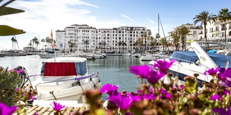 Yachts and boats docked in the Harbour of Puerto de la Duquesa