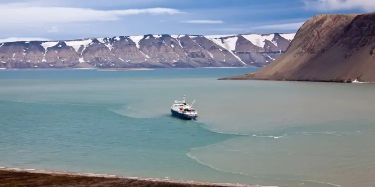 View of mountains and glaciers in Svalbard