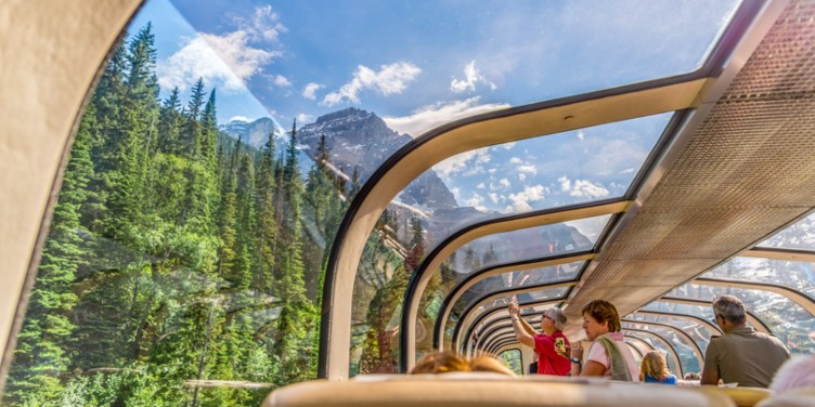 an image from inside the Rocky Mountaineer train in Canada