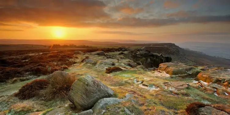 Sunrise over Curbar Edge in the Peak District National Park
