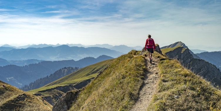 Lone hiker in the Allgaeu Alps