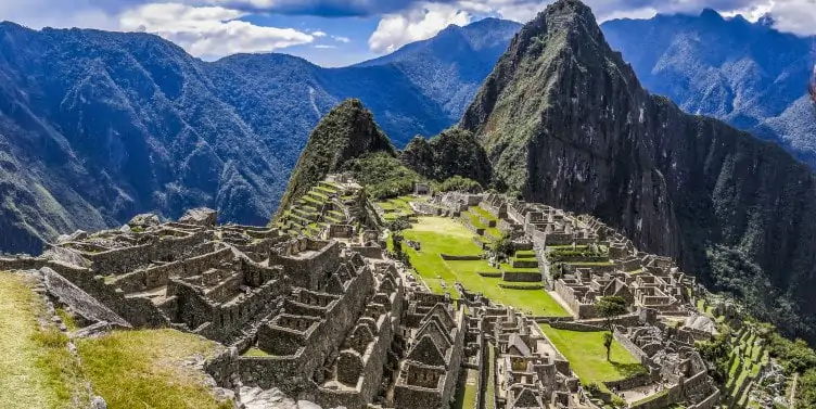 Panoramic view of the ancient city of Macchu Pichu in Peru