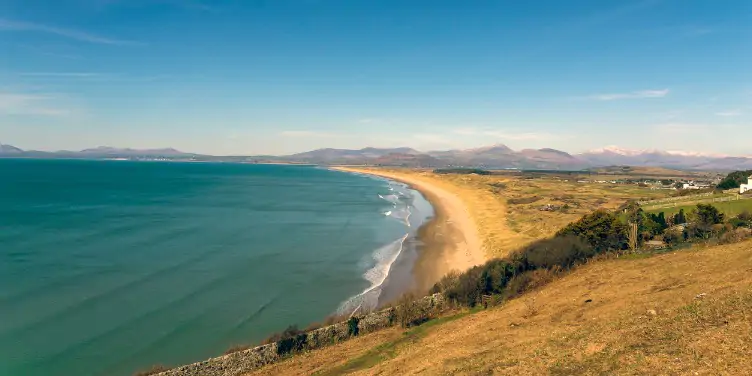 An image of Harlech Beach, Cardigan Bay, along the Ceredigion Coast Path in Wales