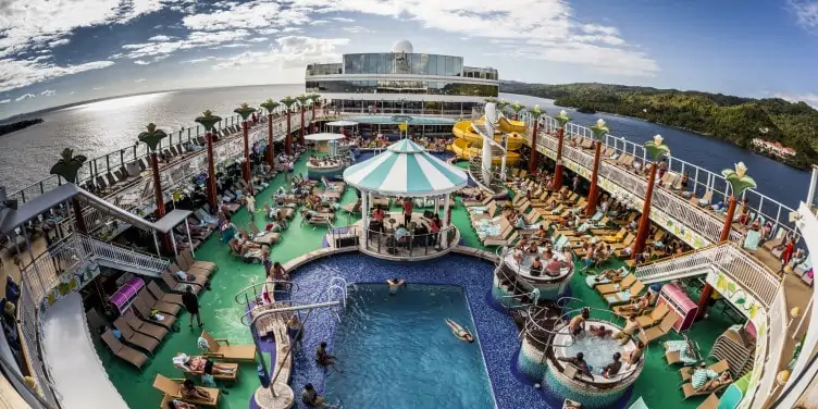 Swimming pool deck on a cruise ship