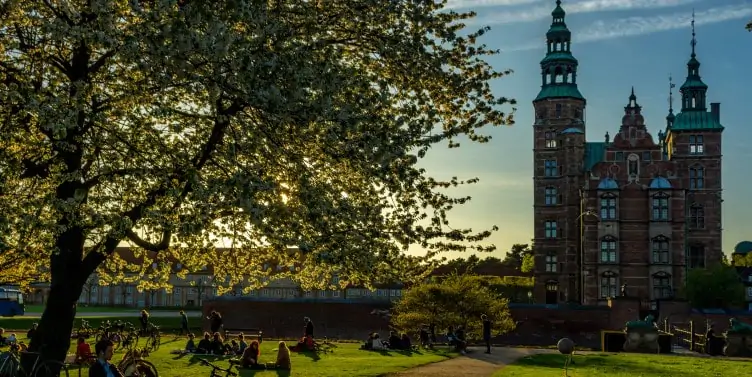 Rosenborg Castle is a popular place for cyclists to visit in Copenhagen