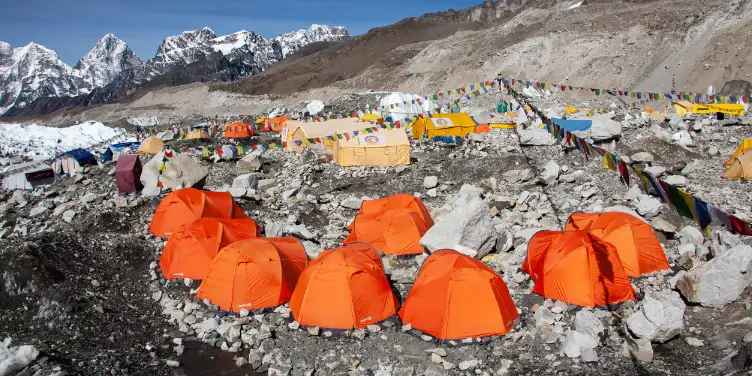 an image of Everest Base Camp in the Himalayas, Nepal