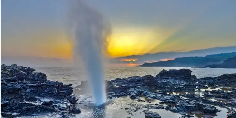 Maui blowhole in a rockpool in Maui, Hawaii