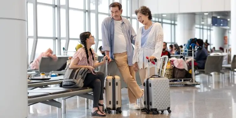 mature family at airport