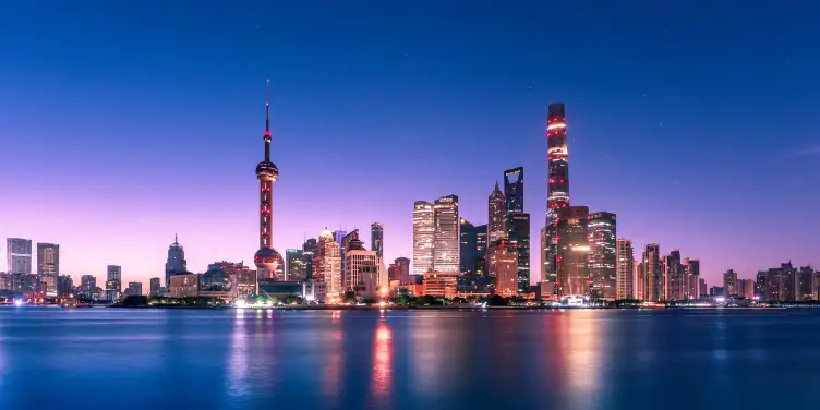 Skyline of Shanghai, China, at night from across the water