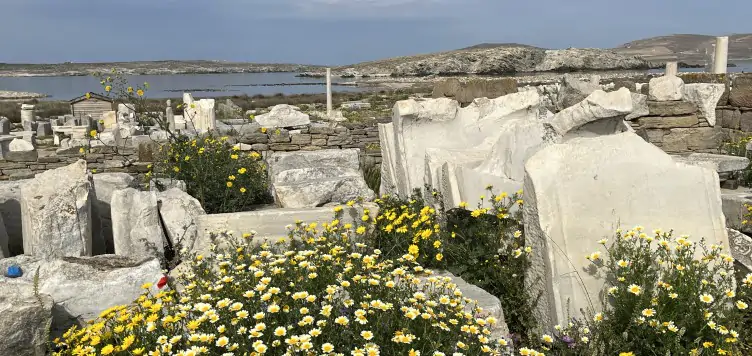 Stones placed into the ground in Greece.