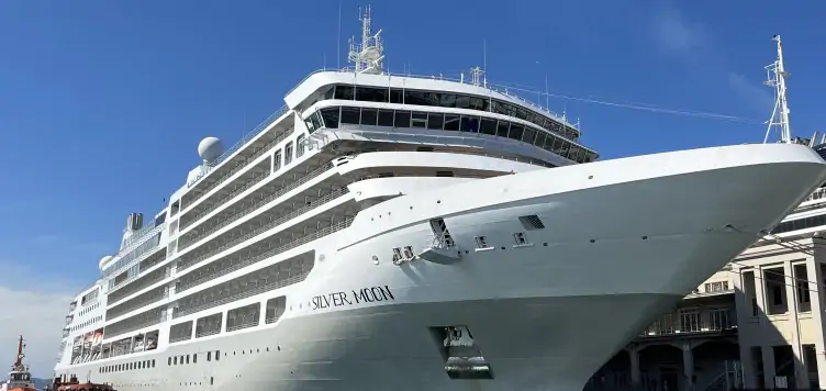 Silversea cruise ship, silvermoon ready to depart on the open sea.