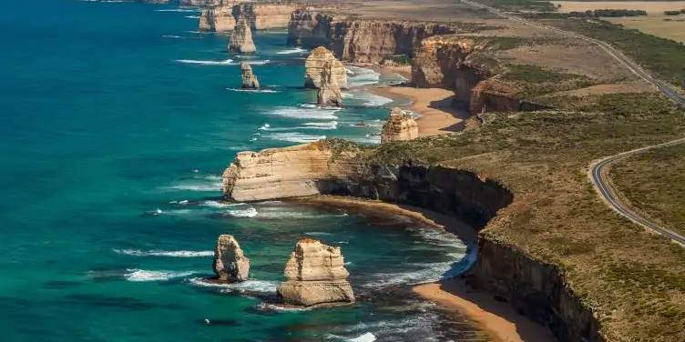 Aerial view of the Twelve Apostles, Great Ocean Road, Victoria, Australia.