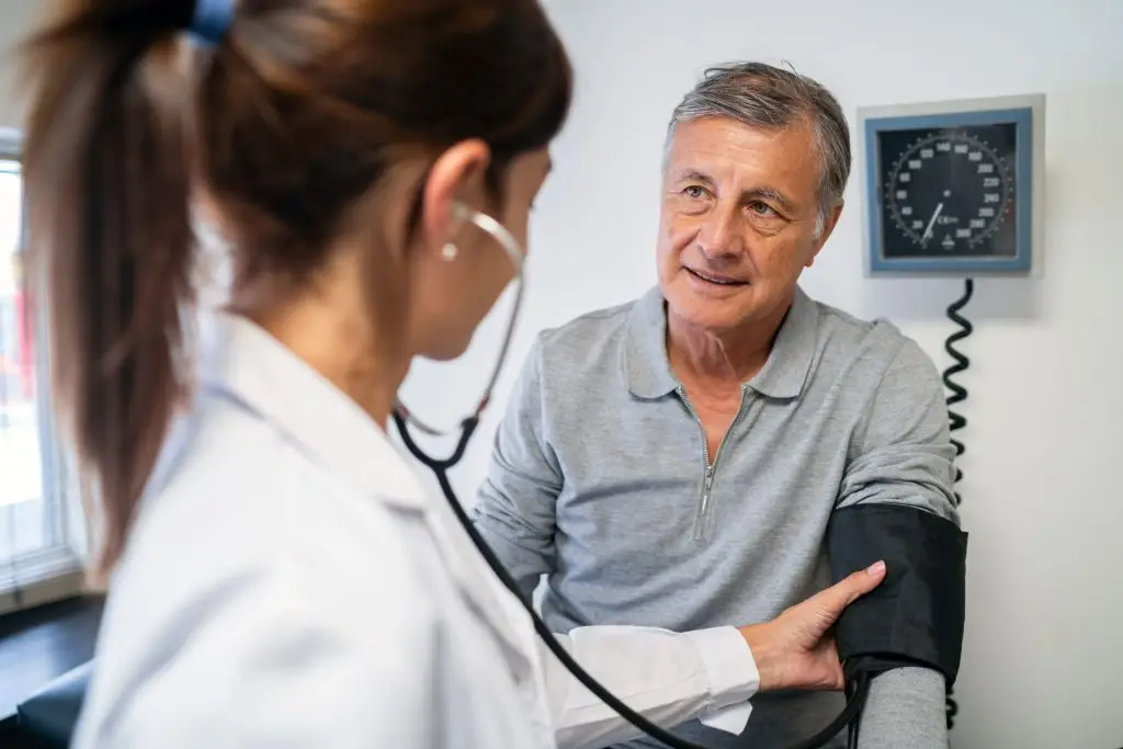 Checking blood pressure at the doctors